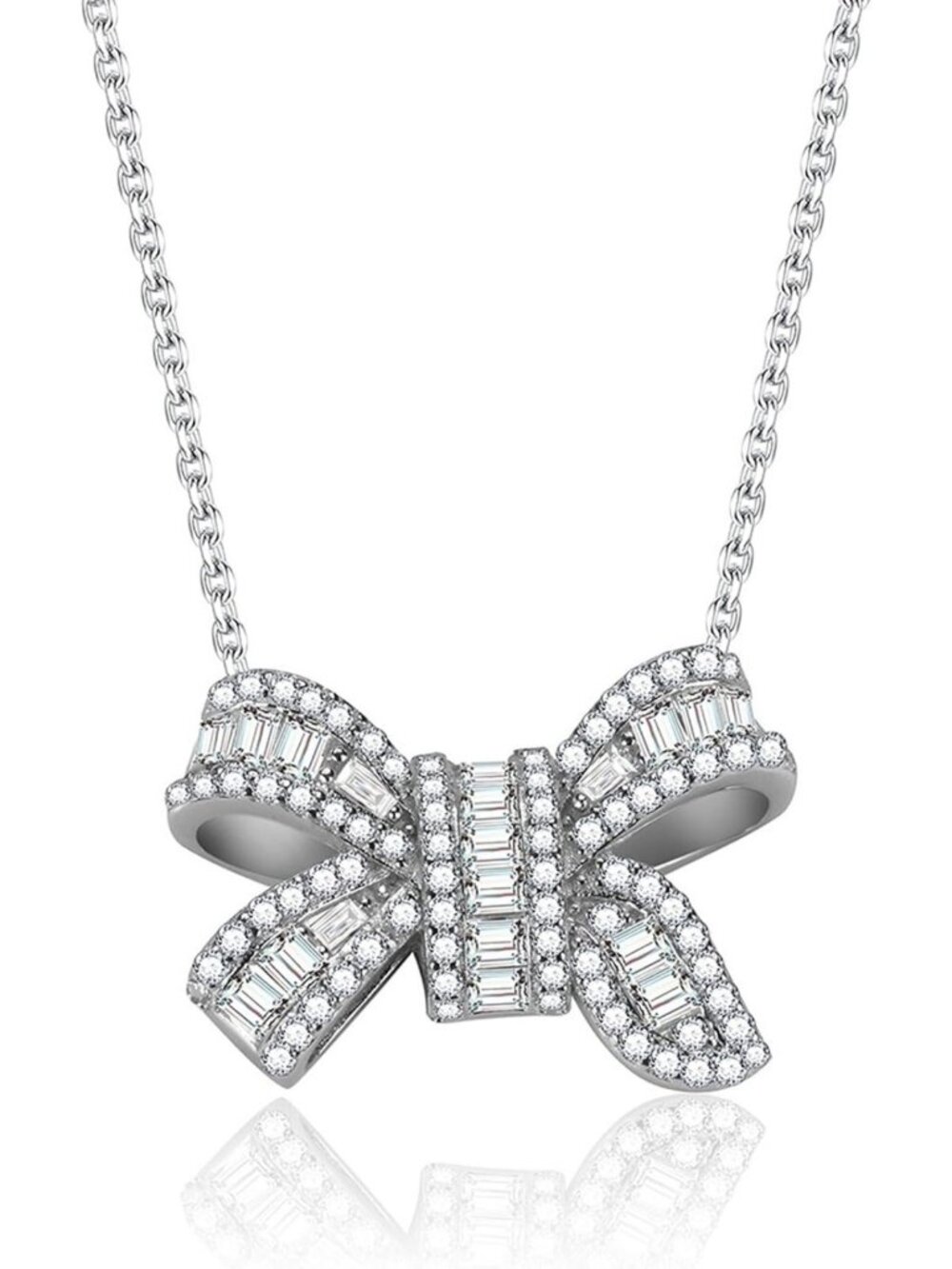 Sparkling 0.8ct Moissanite Bow Necklace, D Color VVS1 Lab-Created Pendant, 14K